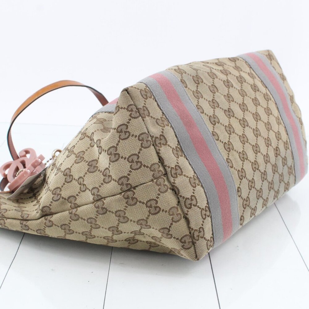 Gucci Tote Bag GG Canvas Beige Orange Chien Pan Gold Hardware - Picture 5 of 11